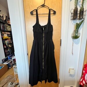 Anthropologie Black Tommie Midi Dress with Gold Zipper